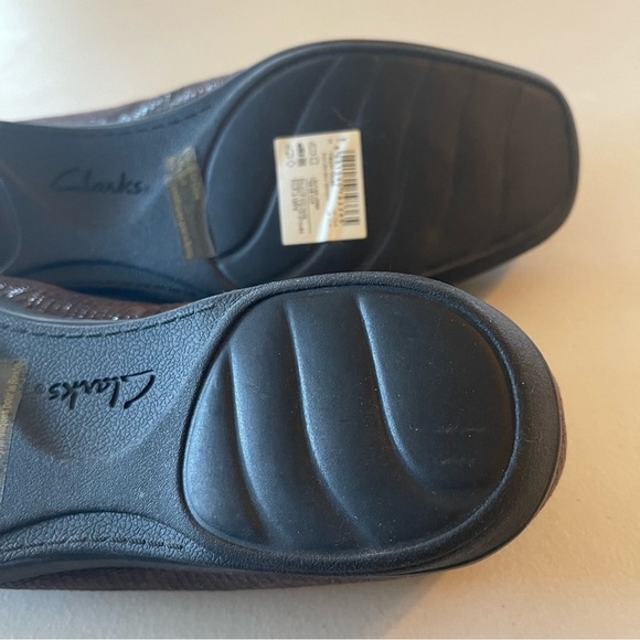 NWOT Clarks Leather Snake Print Loafer Flats Haydin gloss brown size 10W - Picture 14 of 16